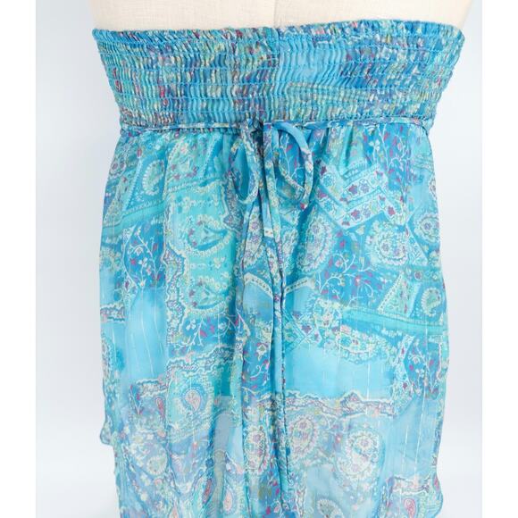 Jordache Babydoll Halter Top Large Festival Paisley Boho Y2K Fairy Forest Mesh - Picture 2 of 10